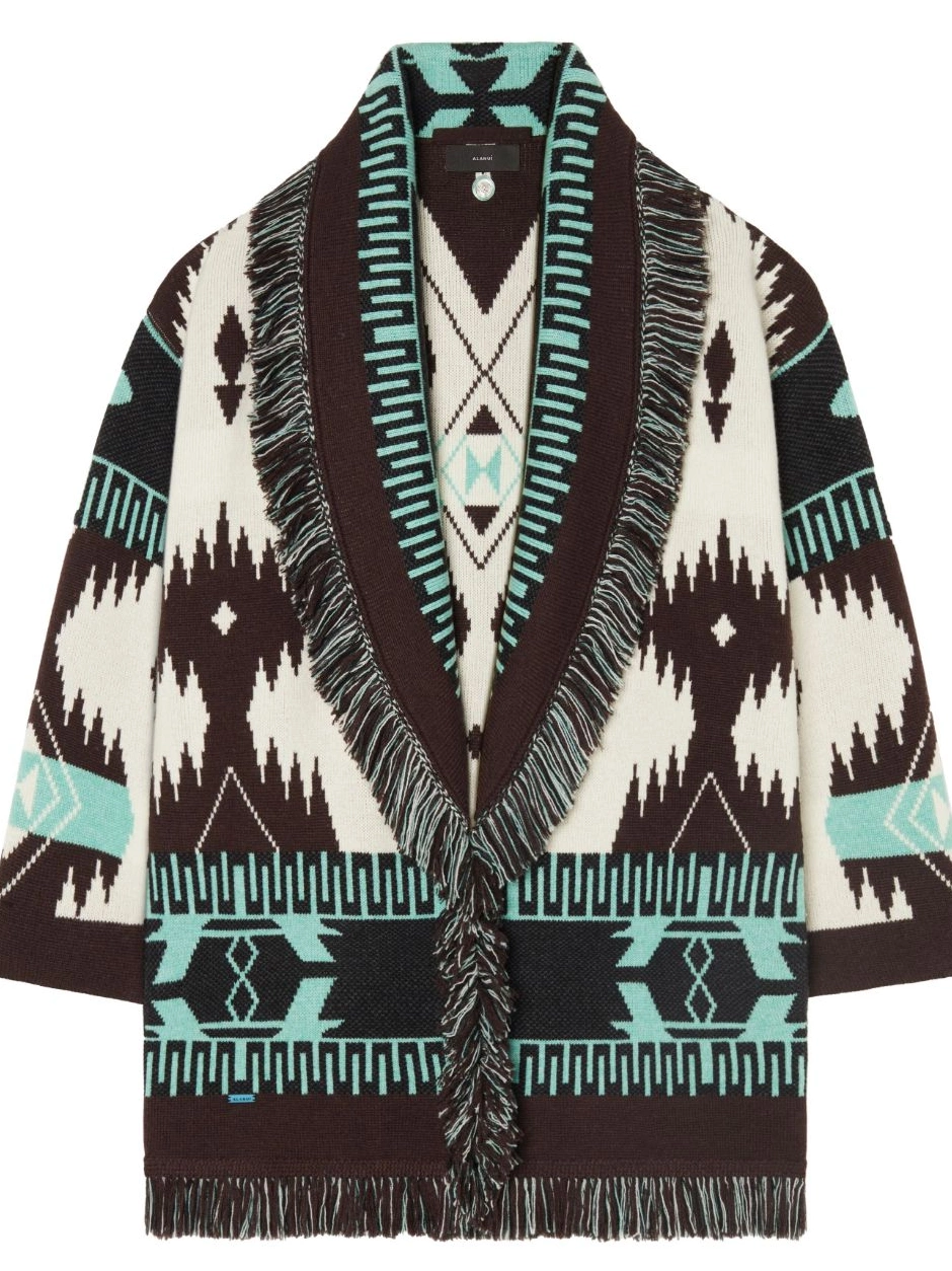 Cheap fringed Alanui Jacquard Icon Women cardigan 0407